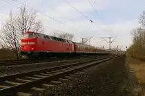 DB 219 084-1 mit dem RE 16601 von Heilbad Heiligenstadt nach Erfurt Hbf, bei Erfurt Bischleben; 29.11.2009