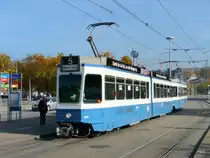 VBZ - Herbstbilder - Tram Be 4/6 2019 unterwegs in der Stadt Z�rich am 01.11.2009