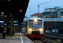 VT 243 der HzL als HzL85866 (Geisingen Leipferdingen-Br�unlingen Bahnhof)  Villingen 26.10.09
