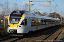 Fahrplanwechsel in Duisburg: Die Eurobahn ersetzt mit Ihren Flirts (428er) die 426er der DB Regio f�r den RE3 (D�sseldorf - Hamm) / Aufgenommen am 13. Dezember 2009 um 12:58 Uhr in Duisburg Gro�enbaum