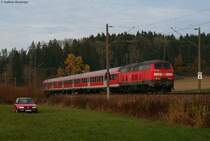 RE 22308 (Neustadt(Schwarzw)-Rottweil) mit Schublok 218 456-2 am km 95,8 28.10.09