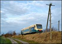 PRESS 650 032-4 als PRE80103 von Bergen nach Lauterbach Mole am 15.12.2009 in H�he der Ortschaft Tilzow.