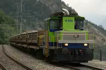 Tm 235 091-6 hatte am 23. Juli 2009 den Auftrag einige Waggons zu verschieben, hier im Bahnhof Hohtenn.