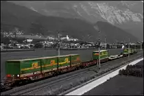 Die italienische Spedition SAE aus Trento setzt im Alpenverkehr auf die Bahn. (Schwaz am 07.08.2009)