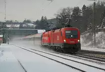 1116 158 vor �BB EC 663 von Bregenz nach Wien Westbahnhof. Tullnerbach-Pressbaum, 18.12.2009.
