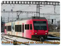 travys / YSteC -Stadler Gelenktriebwagen (GTW) Be 2/6 2000 unterwegs im Bahnhofsareal von Yverdon les Bains als Regio nach Ste.Croix am 19.12.2009