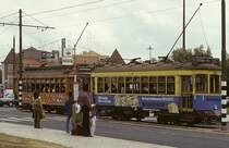 Trams in Richtung Lissabon fahrend, vor dem Kloster San Jer�nimo in Bel�m, Juli 1991, HQ-Scan ab Dia.