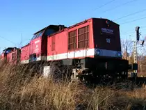 26.12.2009  Lok11 und Lok18 der ehem. PBSV-Gesellschaft mit neuem Kube-Con Logo in Magdeburg Sudenburg