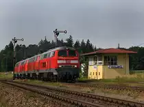 Die 217 011 und drei weitere am 25.08.2009 bei der Einfahrt in T��ling. 
