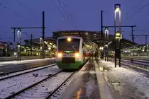 VT128 der S�dth�ringenbahn steht am 19.12.2009 in Erfurt bereit zur Abfahrt. Ziel von STB82981 ist Meiningen.