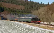 Dreik�nigsdampf am 3.1.2010 der EfZ mit 78 468.
Hier im Schmiechatal zwischen Storzingen un Oberschmeien an der Kbs 766.