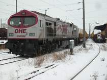 OHE-Tiger 330092 am 22.Dezember 2009 beim Rangieren in Bergen/Rgen.