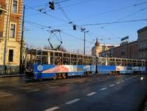 Straenbahn in Krakau im Januar 2010. Im Bild ein Konstal 105Na.