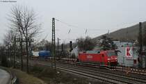 152 025-3 mit einem gemischten G�terzug bei Obert�rkheim 23.1.10