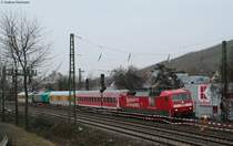 120 501-2 mit einer Messzug�berf�hrung nach Geislingen West bei Obertt�rkheim 23.1.10