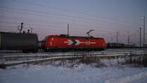 185 605-3 (HGK 2063) mit Kesselwagen am 26.01.2010 in Angerm�nde
