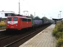 140 199-9 mit G�terzug FZ 45111 Kijfhoek (die Niederlande)-Gremberg auf Bahnhof Viersen am 21-10-1992. Bild und scan: Date Jan de Vries.