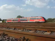 Am 10.04.09 um 15:09 f�hrt BR 642 168-9 als RB Haldensleben - Magdeburg aus dem Haldenslebener Bf.