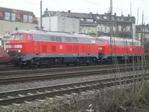 Doppel Traktion Br 218 im Bahnhof K�ln West am 6.2.10