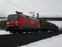 152 052-7 mit Gz, zwischen Gem�nden (Main) und Karlstadt (Main), am 03.02.2010