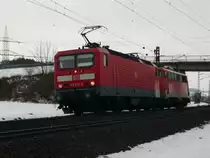 143 077-6 & 110 411 zwischen Gem�nden (Main) und Karlstadt (Main), am 03.02.2010