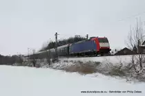 Ersatzverkehr RE13: 185-CL 003 f�hrt am 13. Februar 2010 um 12:34 Uhr mit dem RE13 durch Unna-Uelzen