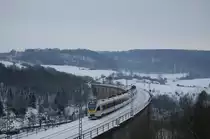 Am 14.2.2010 �berquerten diese beiden Flirts (BR 428) der Eurobahn als RB von M�nster nach Warburg den Bekeviadukt in Altenbeken.
