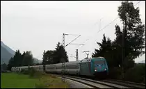 101 016 (9180 6101 016-4 D-DB)  UNICEF  legt sich mit dem EC 85  Michelangelo  in die Kurve. (11.08.2009)