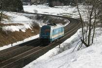 Leider nur ein Nachschuss. Alexlok 223 061 solo unterwegs Richtung Hof.Aufgenommen am 27.02.10 bei Grobau(Vogtl.)