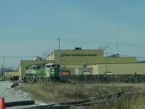 A pair of SD70MACs sit at the now closed West Burlington (Iowa) Shops on 13 Feb 2003.