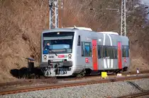 VT 007 der MRB f�hrt am 27.02.10 Richtung Halle(S). Er war zuvor von dort nach Eilenburg gefahren und hat nun die R�ckfahrt angetreten. Gru� an den Tf!!!