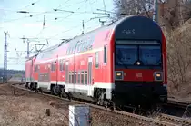 Ein RE von Leipzig Hbf nach Hoyerswerda erreicht in k�rze den Bahnhof Eilenburg. Fotografiert am 27.02.10.