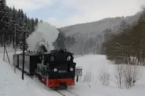 99 4511 ist am 13.02.2010 zwischen Schmalzgrube und Steinbach unterwegs.