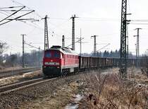 v�llig unerwartet kam 232 461 aus Grimmen mit einem leeren Ea-Wagenzug nach Stralsund, 18.03.2010