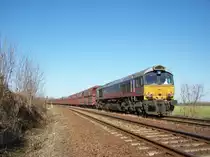 Class 66 29003 der Heavy Haul Power als Schublok mit dem Kohlependel Profen - Chemnitz / K�chwald hier kurz nach dem Hp Gro�dalzig 22.03.2010