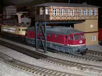 Roco`s 132 256 und Fleischmann`s 103 118 unterqueren auf meiner neuen Anlage das Br�ckenstellwerk von Auhagen.
Noch gibt es keine Ausfahrsignale.Bis jetzt kann ich mich noch nicht entscheiden Form-oder Lichtsignale.