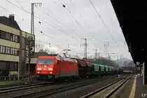 185 367-0 erreicht mit einem sch�nen gemischten G�terzug Bebra. (20.3.2010)