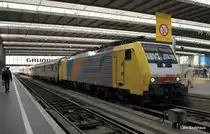 ES 64 F4-091  European Bulls  ist soeben mit dem EC 82 aus Verona Porta Nuova in M�nchen Hbf eingetroffen und wird gleich zur Reinigung in die Abstellgruppe fahren.