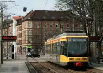Tw 252 geh�rt zu den wenigen Wagen die mit 3. Bremslicht ausgr�stet sind. Durlacher Tor 20.3.10