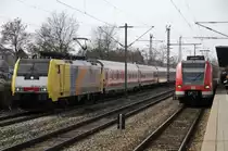 Und zu aller �berraschung sahen wir sie noch einmal, die  European Bulls  ES 64 F4-091, in Durchfahrt Trudering Richtung Rosenheim. (20. M�rz 2010).