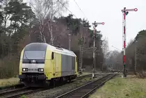 ER 20-003 am 28. M�rz 2010 beim Kopfmachen im Bahnhof Estorf (Kr Nienburg).