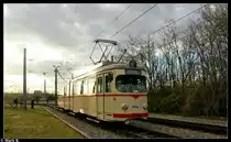 Wagen 124 vor den Toren des Betriebshofes Rheing�nnheim in Ludwigshafen. Mittlerweile ist der Wagen abgestellt. Aufgenommen im M�rz 2008.