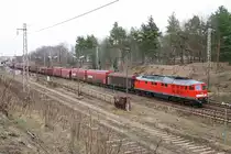 232 252-7 f�hrt mit einem gemischten G�terzug aus Eberswalde in Richtung Berlin ab 29.03.2010