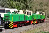 D 1 und D 2 der Brohltal-Eisenbahn-Gesellschaft als Schiebeloks am Bhf Burgbrohl unterwegs - 02.04.2010