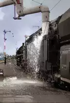 Erg�nzung des Wasservorrats im Bhf. Rheine
Der Schlepptender fa�t 32m�