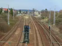 Bf Weinb�hla Blickrichtung Dresden,Gesamts�bersicht des Gleisplanes der bald nicht mehr m�glich ist,da die Br�cke ersatzlos abgerissen wird.