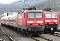 Und nun stehen 143 313-5 und 143 878-7 f�r den Werktag bereit als RB von Koblenz nach Wiesbaden in Koblenz HBF am 03.04.2010