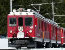 RhB - - ABe 4/4 47 + ABe 4/4 bei Pontresina am 07.04.2010