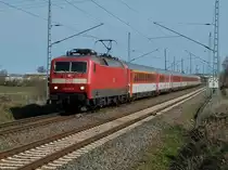 Unterwegs auf R�gen war 120 157 mit dem EC Binz-Brno,den Sie bis nach Stralsund brachte.