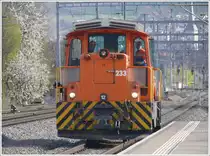 Gm 3/3 233 f�hrt durch Chur Wiesental nach Haldenstein, um einen G�terwagen zu holen. (19.04.2010)